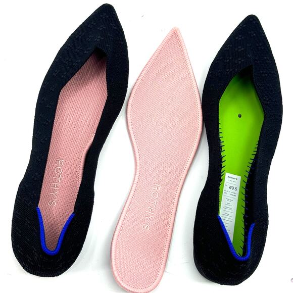 Rothy’s The Point Toe Ballet Flat Slip-On Soft Fabric in Black Size W9.5 NWOT - Picture 7 of 7